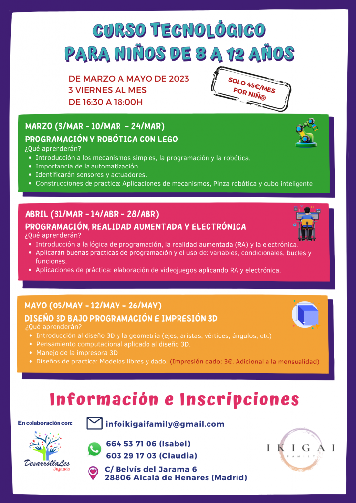 Cartel Curso Tecnológico para niños y niñas en Alcalá de Henares