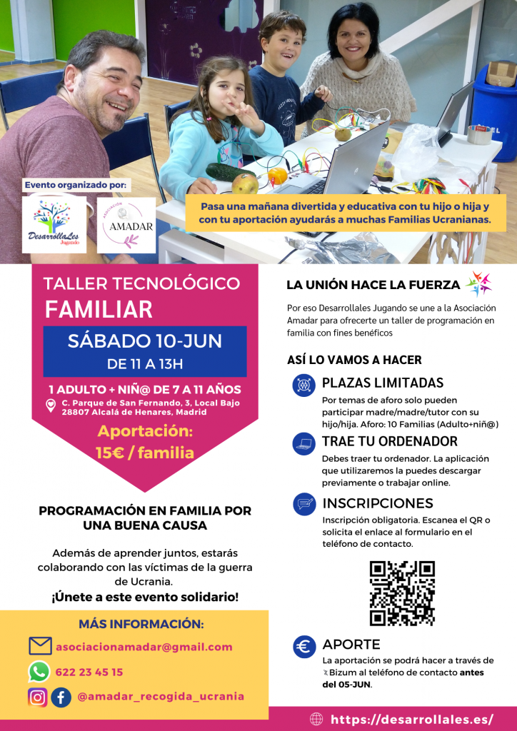 Taller Tecnológico Familiar Benéfico niños y niñas de 7 a años en Alcalá de Henares