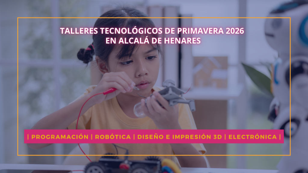 Niños y niñas de varias edades en talleres de robótica, diseño 3D y programación en Alcalá de Henares.